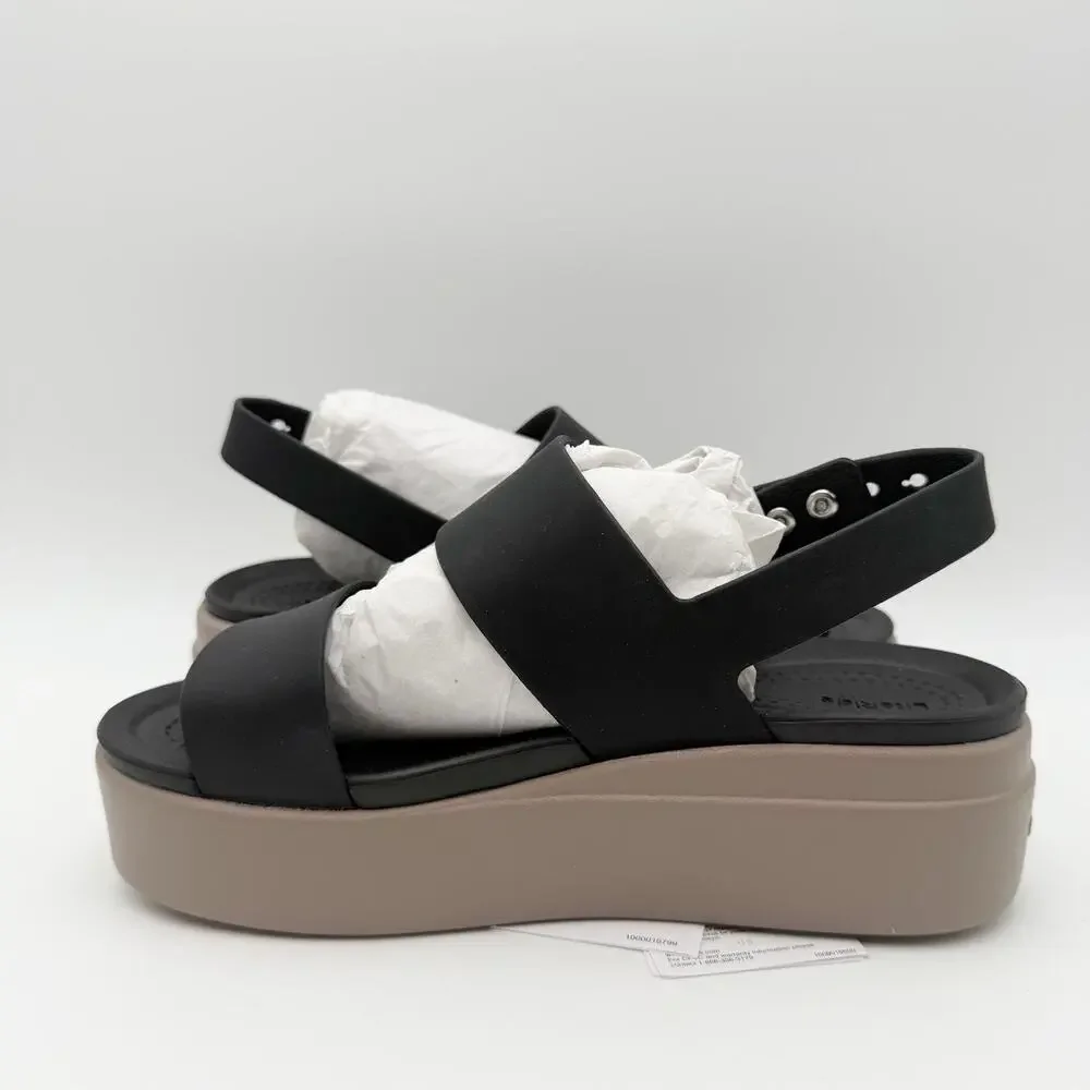 Crocs Womens Brooklyn Low Wedge Sandals Size 4 EU 33.5 Black NWT
